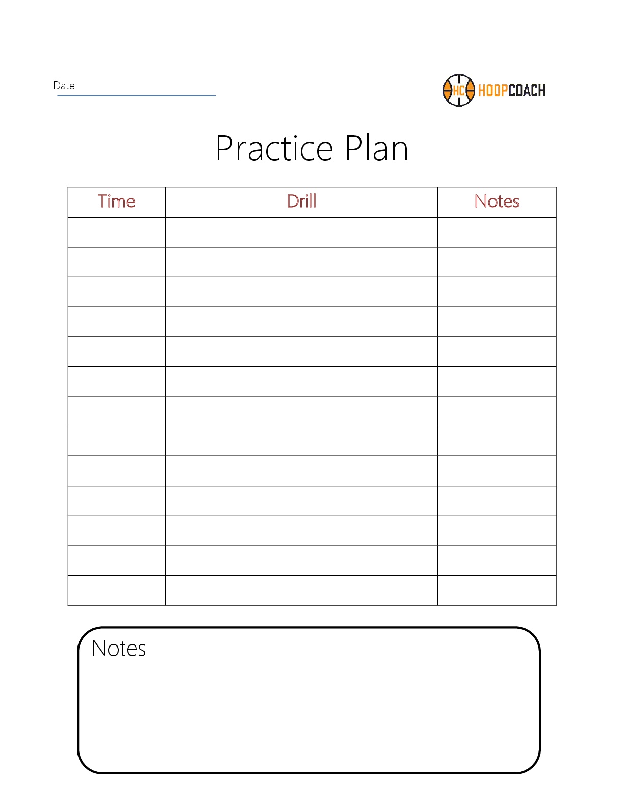 Blank Printable Basketball Practice Plan Template Templates Printable